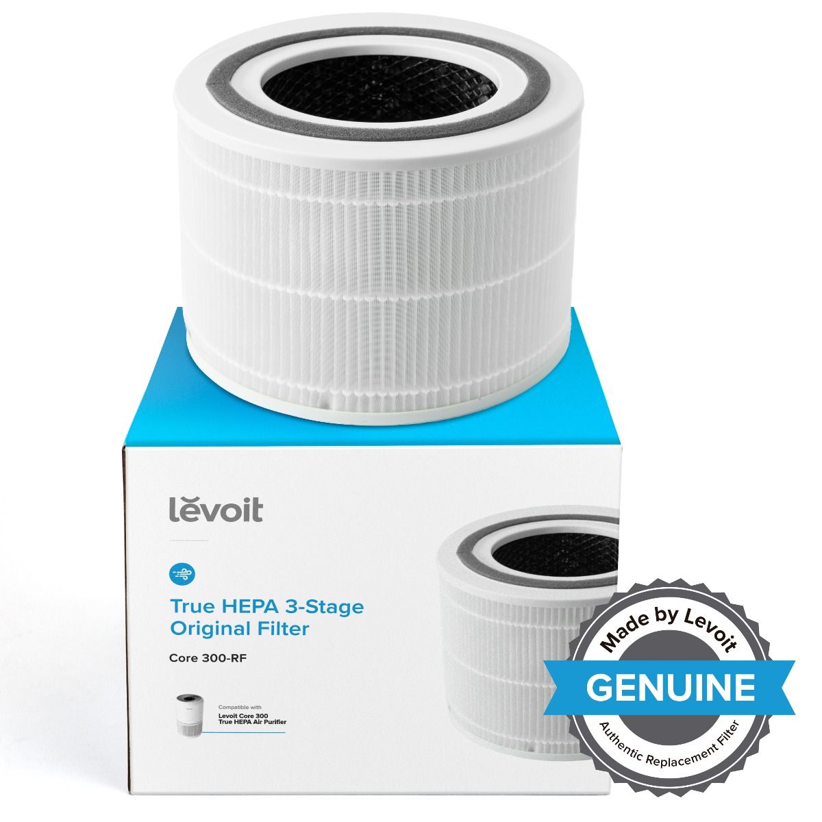Levoit - Core 300S True HEPA 3-Stage Original Replacement Filter, Core 300-RF White