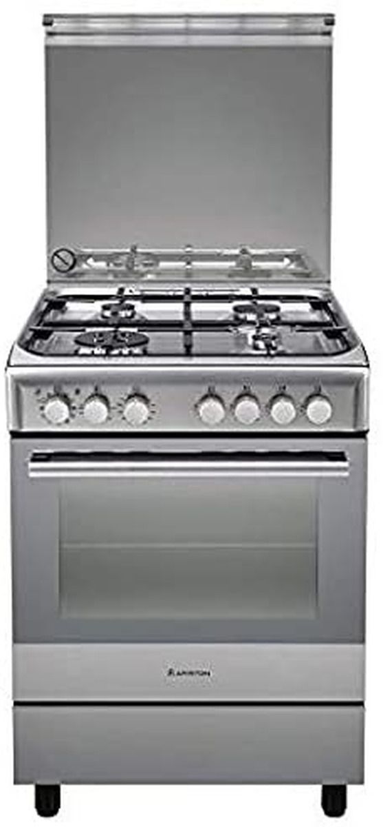 Ariston - Gas Cooker- 60x60 CM, 58 Liter, 4 Burners, Stainless Steel Grill, Silver