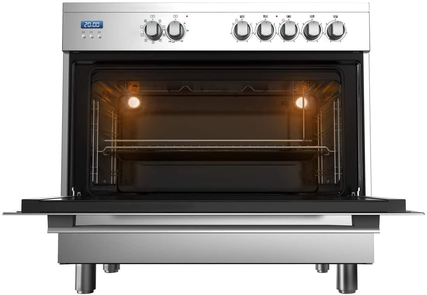 Midea 90 x 60 cm Ceramic Cooker with Schott Glass and Full Safety, Silver - VSVC96048