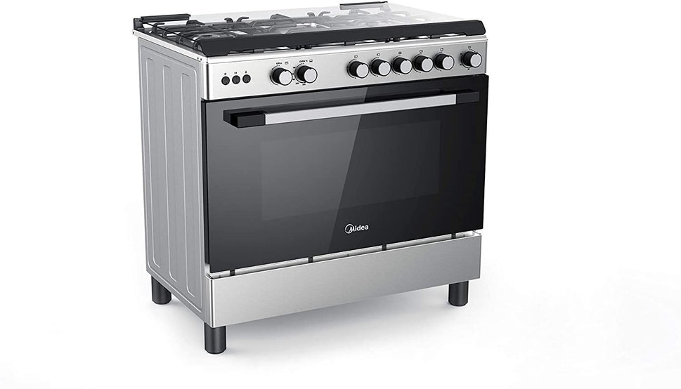 Midea 90x60 Gas Cooker, with SABAF Italian Burners and Convection Fan for Oven, Cast Iron Pan Support, Full Safety, LME95030FFD-C
