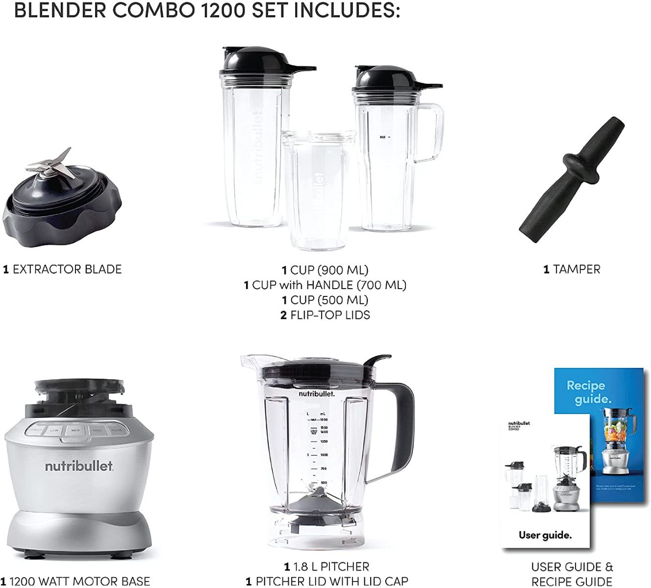 NutriBullet - Full Size Blender + Combo 1200W 11pcs Set