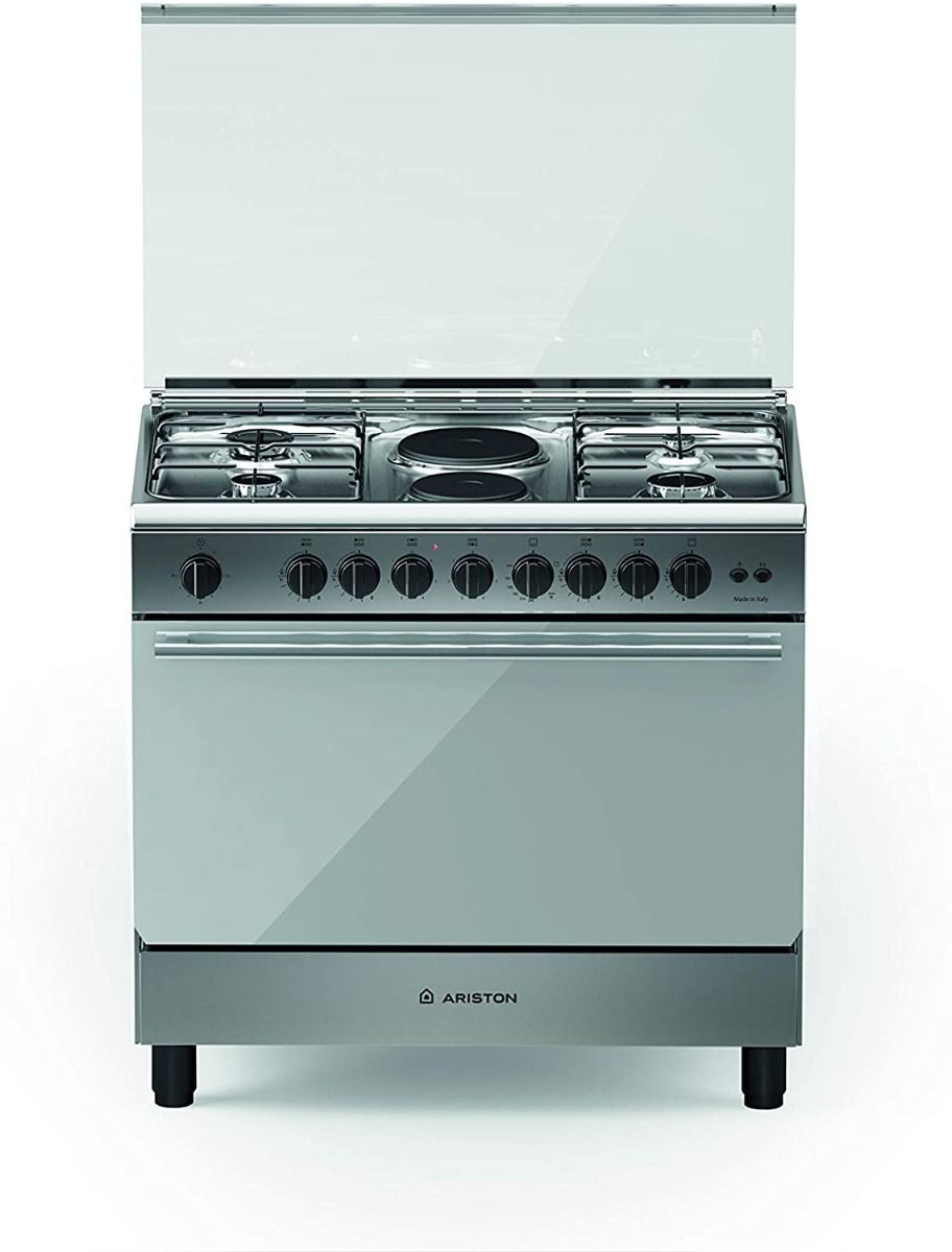 Ariston Cooker 90 Cm,4 Gas Oven+2 Plate + Gas Hob, Enamelled Grids, Inox Made In Italy