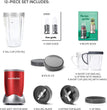 NutriBullet - 12-Piece High-Speed Blender 600W Red