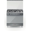 Ariston- Gas Oven and Gas Hob - Enamelled Grids , Freestanding Cooker, Made in Italy, Inox Color