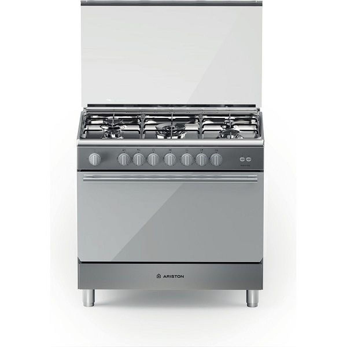 Ariston- Gas Oven and Gas Hob- Matt Grids, Freestanding Cooker ,Inox Color