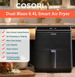 Cosori - Dual Blaze 6.4L Large Smart Air Fryer CAF-P583S - Grey