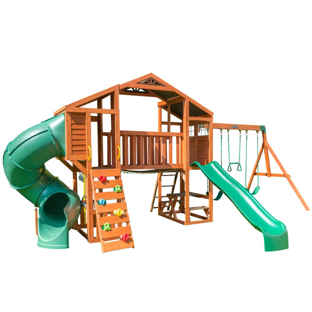 Kidkraft - Boulder Bluff 2-in-1 Wooden Swing Set