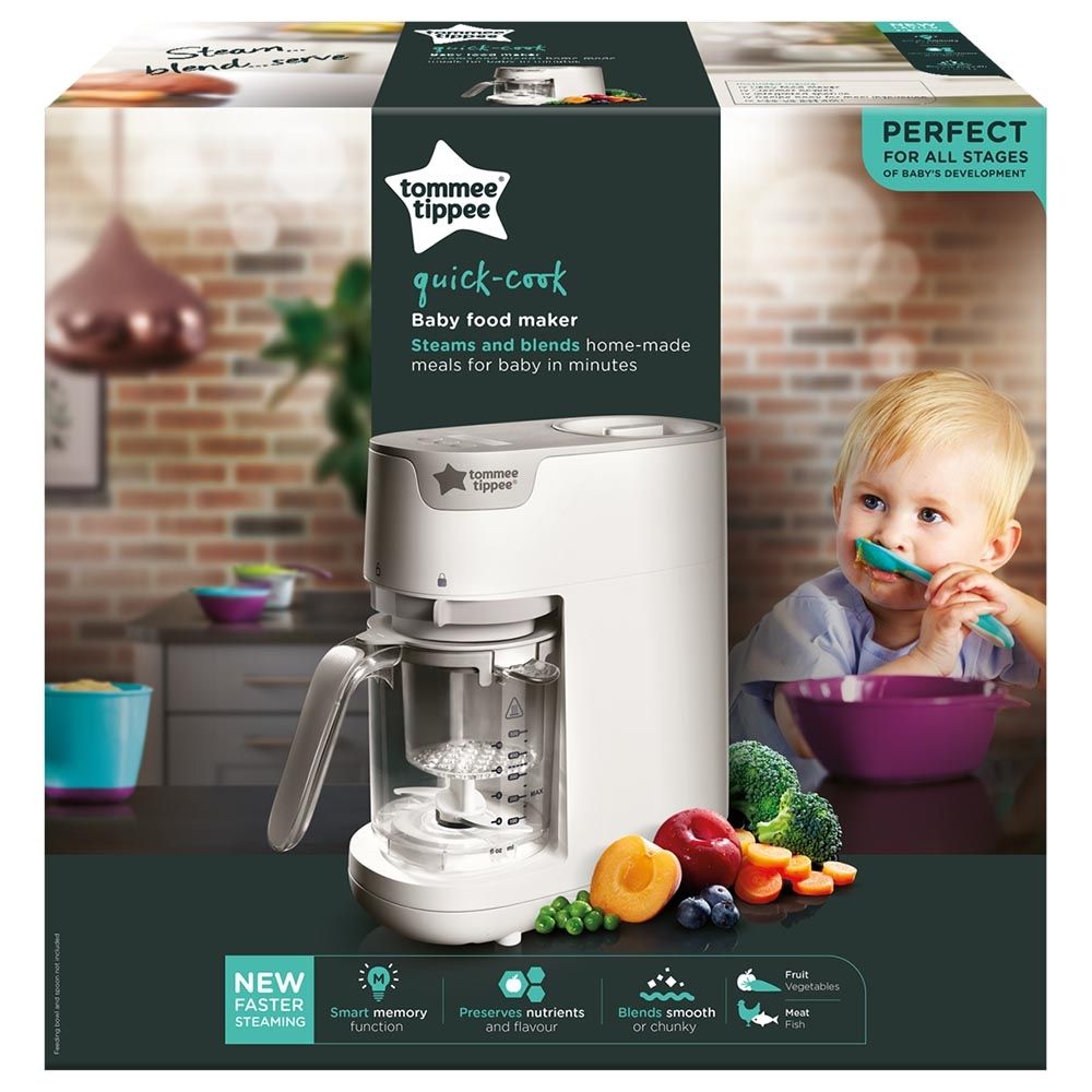 Tommee Tippee - Quick Cook Baby Food Steamer Blender - White